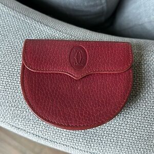 Cartier Coin Pouch Burgundy Red Vintage GUC